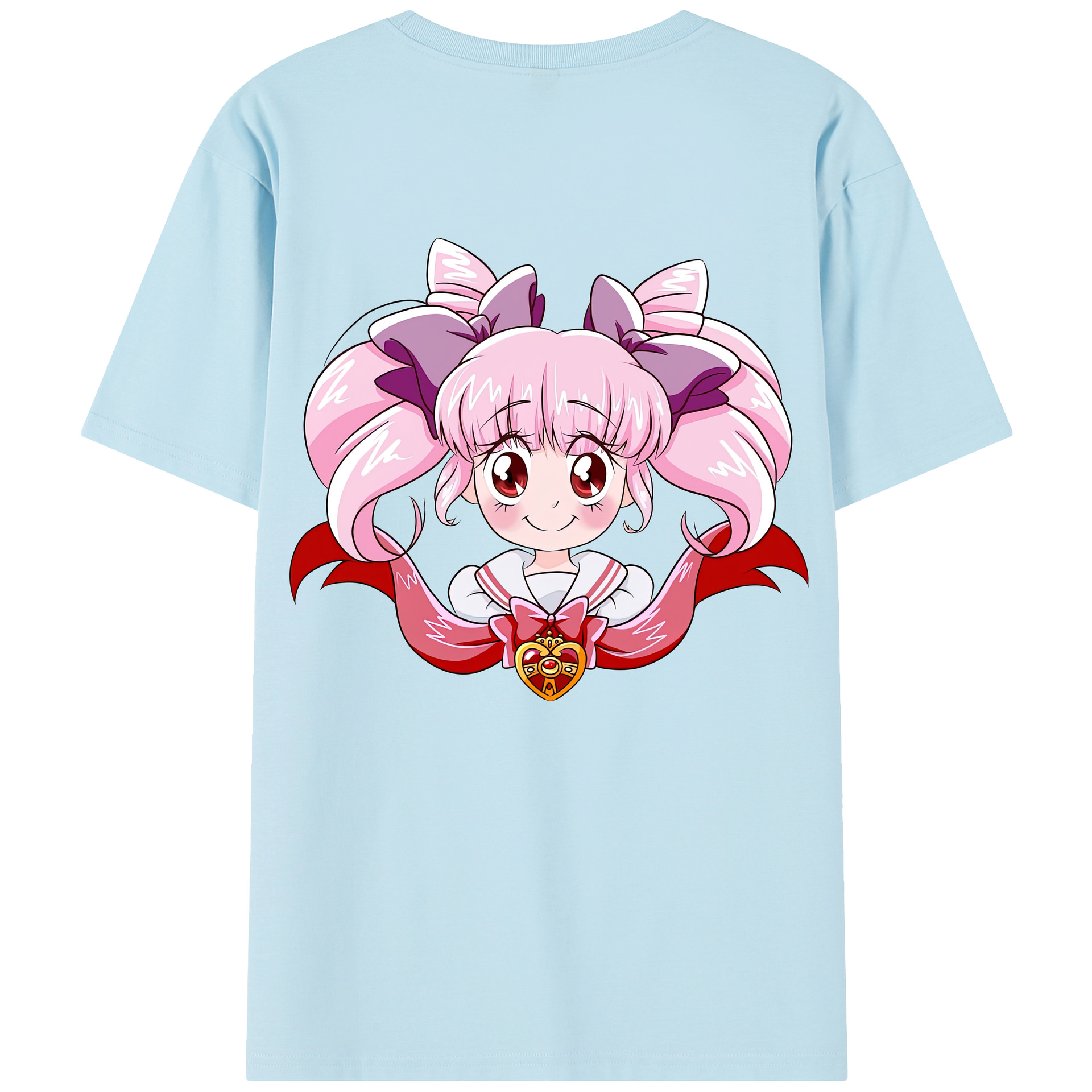 （画像用） 美少女戦士セーラームーン ちびうさ Sailor Moon Chibiusa Tsukino Usagi Small Lady Serenity 綿100％半袖Tシャツ（背面プリント）